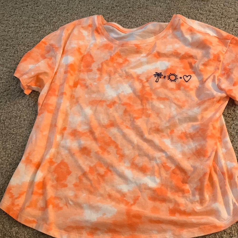 Old navy easy tee tie dye orange and white